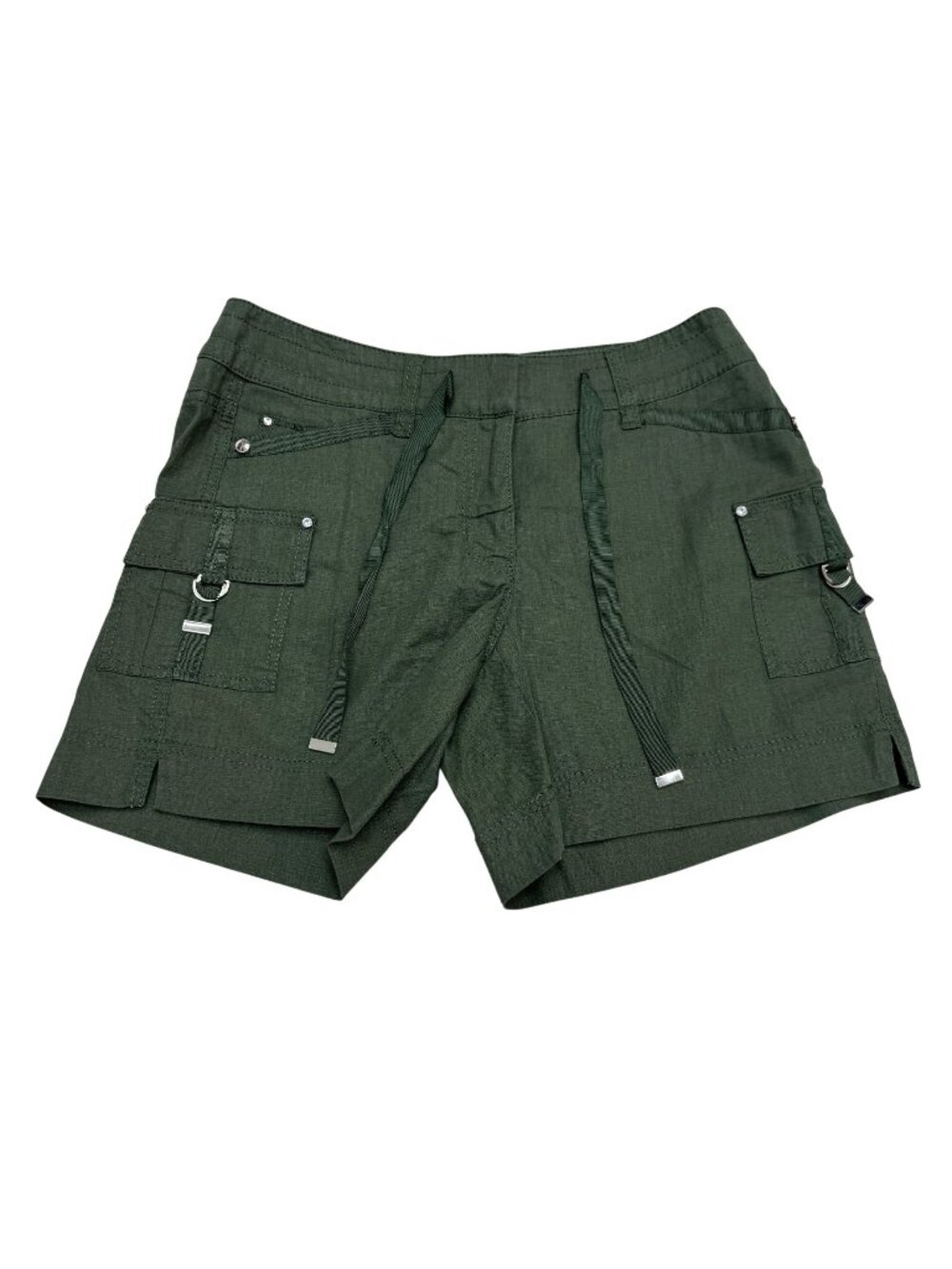 NWT White House Black Market Women's Olive Green Linen Blend Cargo Shorts, Sz 2
